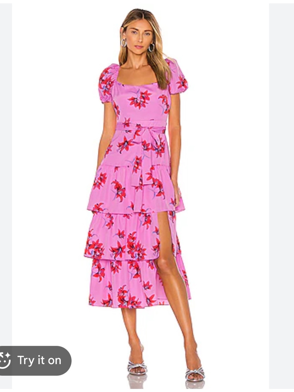 NWT Likely Revolve Lottie Dress Pink Red Floral Tiered size 12
